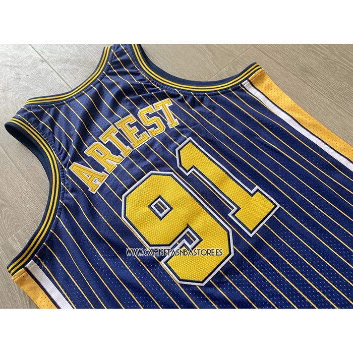 Ron Artest NO 91 Camiseta Indiana Pacers Mitchell & Ness 2003-04 Azul